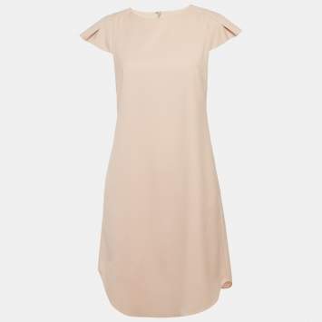 مملوكة مسبقًا Emporio Armani Pink Wool Crepe Shift Dress S