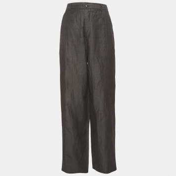 Pre Owned Armani Collezioni Black Cotton  Wide Leg Pants L