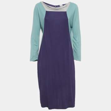 Pre Owned Armani Collezioni Color Block Jersey Mini Dress M