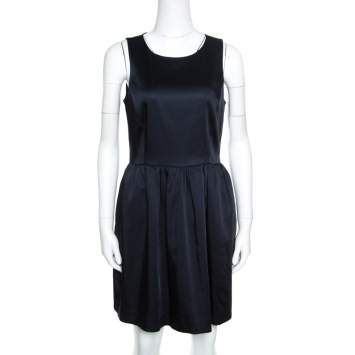Pre Owned Armani Collezioni Navy Blue Sleeveless Sheath Dress S