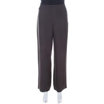 Pre Owned Armani Collezioni Brown Crepe Wide Leg Trouser M