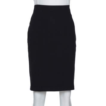 Pre Owned Armani Collezioni Black Stretch Knit Pencil Skirt M