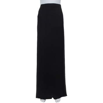 Pre Owned Armani Collezioni Black Crepe Faux Wrap Detail Palazzo Trousers L