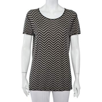 Pre Owned Armani Collezioni Monochrome Jacquard Knit Roundneck T-Shirt XL