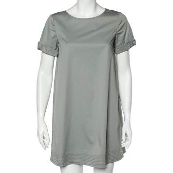 Pre Owned Armani Collezioni Light Green Cotton Shift Dress S