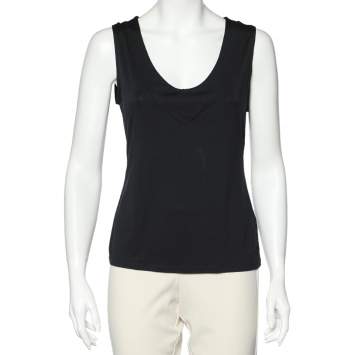 Pre Owned Armani Collezioni Black Knit Sleeveless Top L