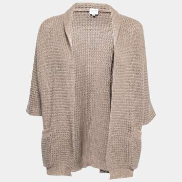 Pre Owned Armani Collezioni Light Brown Wool Shawl Collar Cardigan M