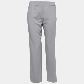Pre Owned Armani Collezioni Pale Grey Stretch Wool Trousers S