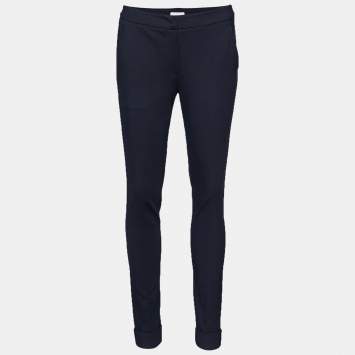 Pre Owned Armani Collezioni Navy Blue Knit Tapered Leg Pants XS