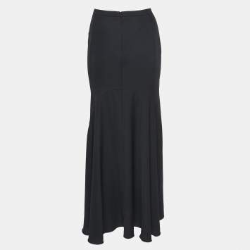 Pre Owned Armani Collezioni Black Crepe Maxi Skirt S