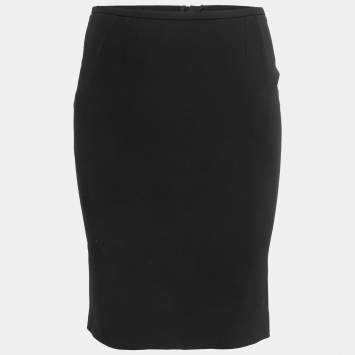 Pre Owned Armani Collezioni Black Crepe Knee Length Skirt S