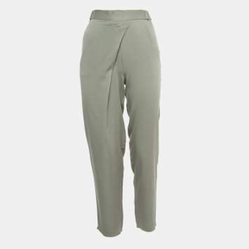 Pre Owned Armani Collezioni Grey Stretch Crepe Elasticated Waist Pants S