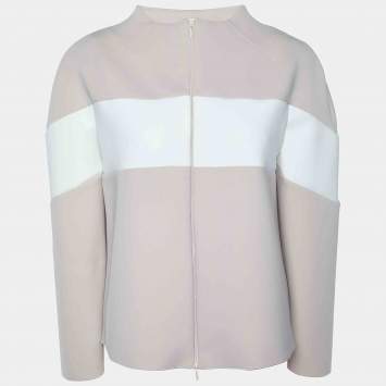 Pre Owned Armani Collezioni Beige Colorblock Zip Up Jacket M