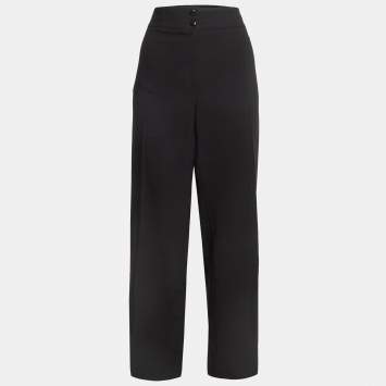 Pre Owned Armani Collezioni Black Gabardine Buttoned Formal Trousers XL