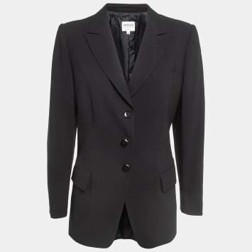 Pre Owned Armani Collezioni Black Gabardine Single Breasted Formal Blazer XL