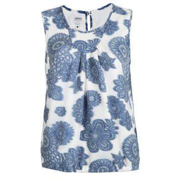 Pre Owned Armani Collezioni White Floral Chiffon Jacquard Sleeveless Top M