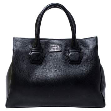 Pre Owned Armani Collezioni Black Leather Tote