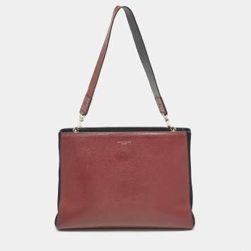 Pre Owned Aspinal Of London Dark Red Leather and Suede Large Ella Hobo