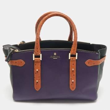 Aspinal of London Multicolor Leather and Ostrich Embossed Marylebone Tote