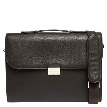 Pre Owned Aspinal Of London Dark Brown Leather Combination Lock Briefcase