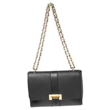 Pre Owned Aspinal Of London Black Leather Lottie Shoulder Bag