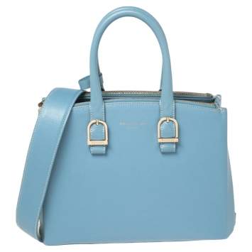 Pre Owned Aspinal Of London Light Blue Leather Madison Tote
