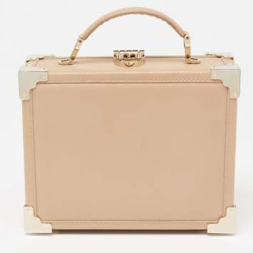 Pre Owned Aspinal of London Beige Leather Mini Trunk Top Handle Bag