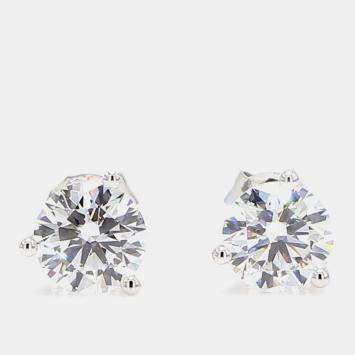 Pre Owned 1.50 cts Round Lab Grown Diamond 14k White Gold 3 Prong Martini Studs