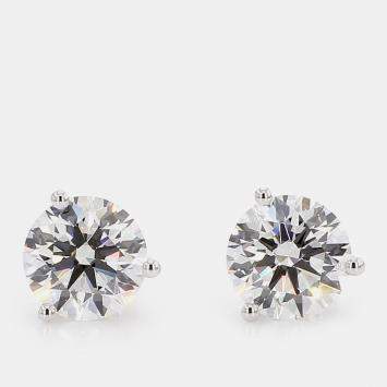 Pre Owned 4.00 cts Round Lab Grown Diamond 14k White Gold 3 Prong Martini Studs