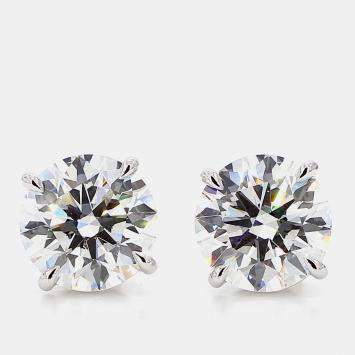 Pre Owned 9.07 cts Round Lab Grown Diamond 14k White Gold 4 Prong Basket Studs