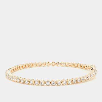 Pre Owned 3.05 cts Round Lab Grown Diamond 14k Yellow Gold Luxe Tennis Bracelet
