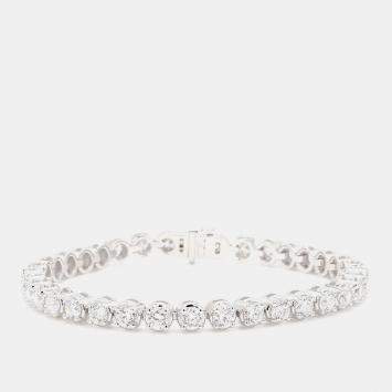 Pre Owned 8.05 cts Round Lab Grown Diamond 14k White Gold Luxe Tennis Bracelet
