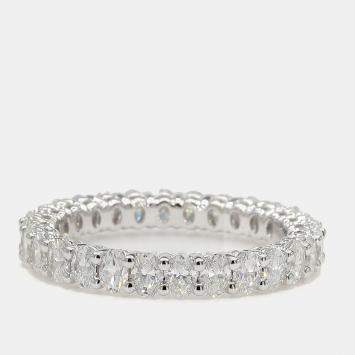 Pre Owned 2.04 cts Oval Lab Grown Diamond 14k White Gold Eternity Band US 7