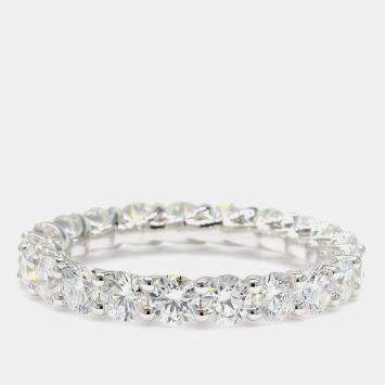 مملوكة مسبقًا خاتم ماس دائري مصنوع في المختبر بوزن 3.00 قيراط من الذهب الأبيض عيار 14 دائري أبدي أمريكي بحجم 7.