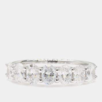 مملوكة مسبقًا 1.00 cts Round Lab Grown Diamond 14k White Gold 7 Stone Wedding Band US 7