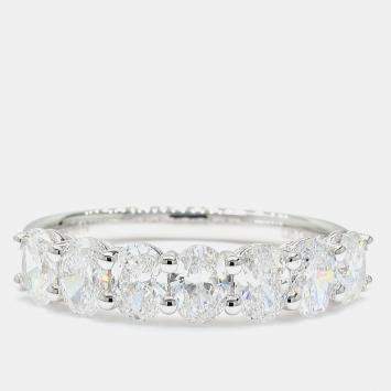 Pre Owned 1.50 cts Oval Lab Grown Diamond 14k White Gold 7 Stone Wedding Band