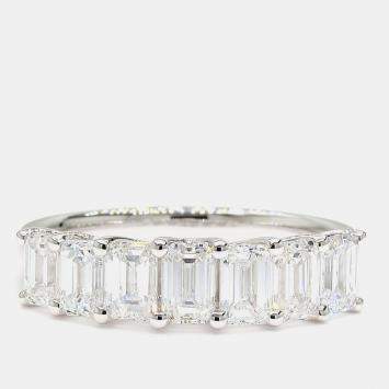 مملوكة مسبقًا 2.01 cts Emerald Lab Grown Diamond 14k White Gold 7 Stone Wedding Band