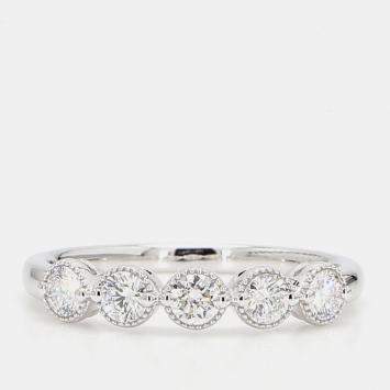 مملوكة مسبقًا 0.50 cts Round Lab Grown Diamond 14k White Gold 5 Stone Wedding Band