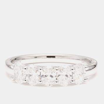 مملوكة مسبقًا 1.00 cts Oval Lab Grown Diamond 14k White Gold 5 Stone Wedding Band US 7