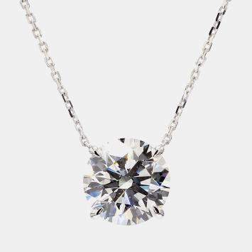 Pre Owned 3.38 cts Round Lab Grown Diamond 14k White Gold Solitaire Pendant 16