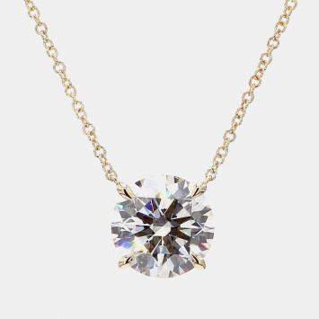 Pre Owned 5.36 cts Round Lab Grown Diamond 14k Yellow Gold Solitaire Pendant 16