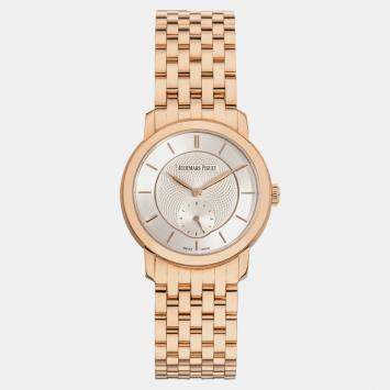 Pre Owned Audemars Piguet  Jules 77250OR.OO.1270OR.01 Manual Winding  Silver 18k Rose Gold Women's Wristwatch 33 mm