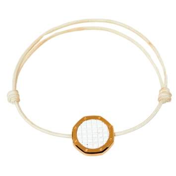 Pre Owned Audemars Piguet White Royal Oak Gold Plated Cord Bracelet