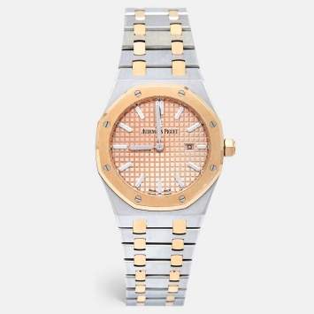 Pre Owned Audemars Piguet 18K Rose Gold Stainless Steel Royal Oak 67650SR.OO.1261SR.01 Women's Wristwatch 33 mm