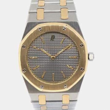 Audemars Piguet Black 18k Yellow Gold Stainless Steel Royal Oak Quartz Women's Wristwatch 33 mm
