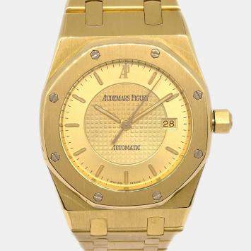 Pre Owned Audemars Piguet Royal Oak BA5050/789 Automatic Champagne 18k Yellow Gold Women's Wristwatch 33 mm