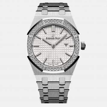 Pre Owned Audemars Piguet Royal Oak 67651ST.ZZ.1261ST.01 Quartz Silver Stainless Steel Diamond Women's Wristwatch 33 mm