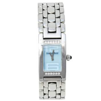 Pre Owned Audemars Piguet Blue Stainless Steel Diamond Promesse 67259ST.ZZ.1156ST03 Women's Wristwatch 36 mm x 20 mm