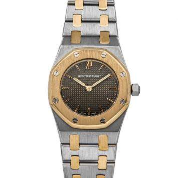 Pre Owned Audemars Piguet Grey 18K Yellow Gold And Stainless Steel Royal Oak 67075SA Women's Wristwatch 26 MM