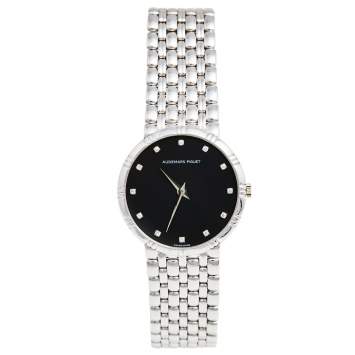 Pre Owned Audemars Piguet Black Dial 18K White Gold Diamonds Classique Vintage Women's Wristwatch 31 mm